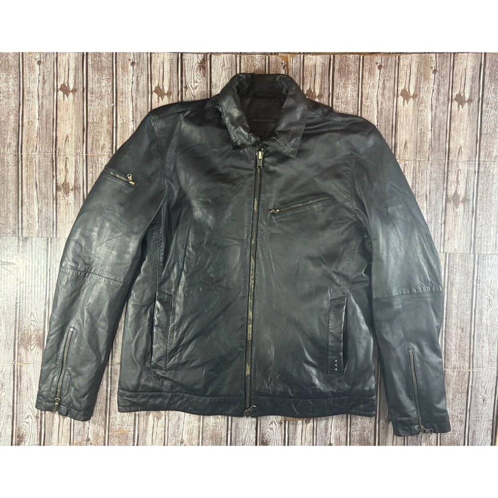 John Varvatos sheep skin Leather Jacket size Large color Black